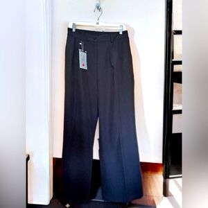 NWT WOMEN’S WIDE LEG VINTAGE HIGH WAIST WORK PANTS SIZE L REG 10-12) BLACK